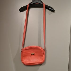 J. Crew Coral Orange Leather Crossbody Handbag